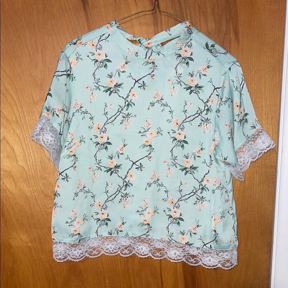 Mast & Harbour Floral Lace Shirt Top
